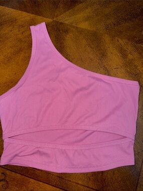One-Shoulder Pink Crop Top